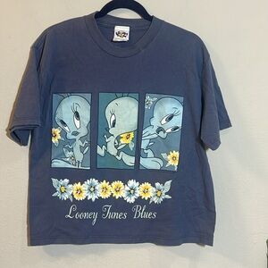 Vintage Looney Tunes Blues Tweety Bird Short Sleeve Tee Shirt Medium
